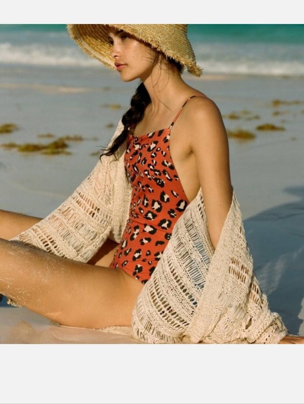 Anthropologie Rust Leopard-Print One-Piece Swimsuit